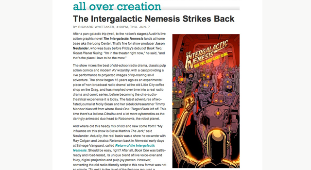 Austin Chronicle clipping of the intergalactic nemesis