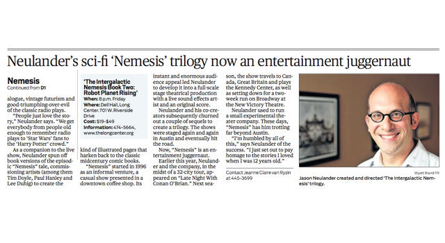 Statesman clipping of the intergalactic nemesis